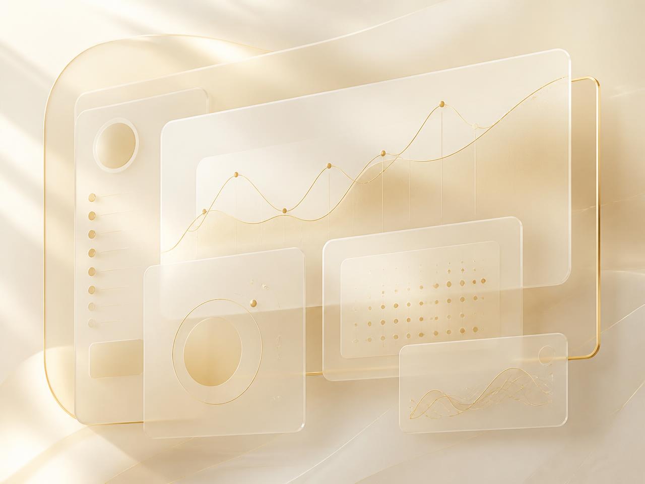 Abstracte lagen van dashboardpanelen in warm licht
